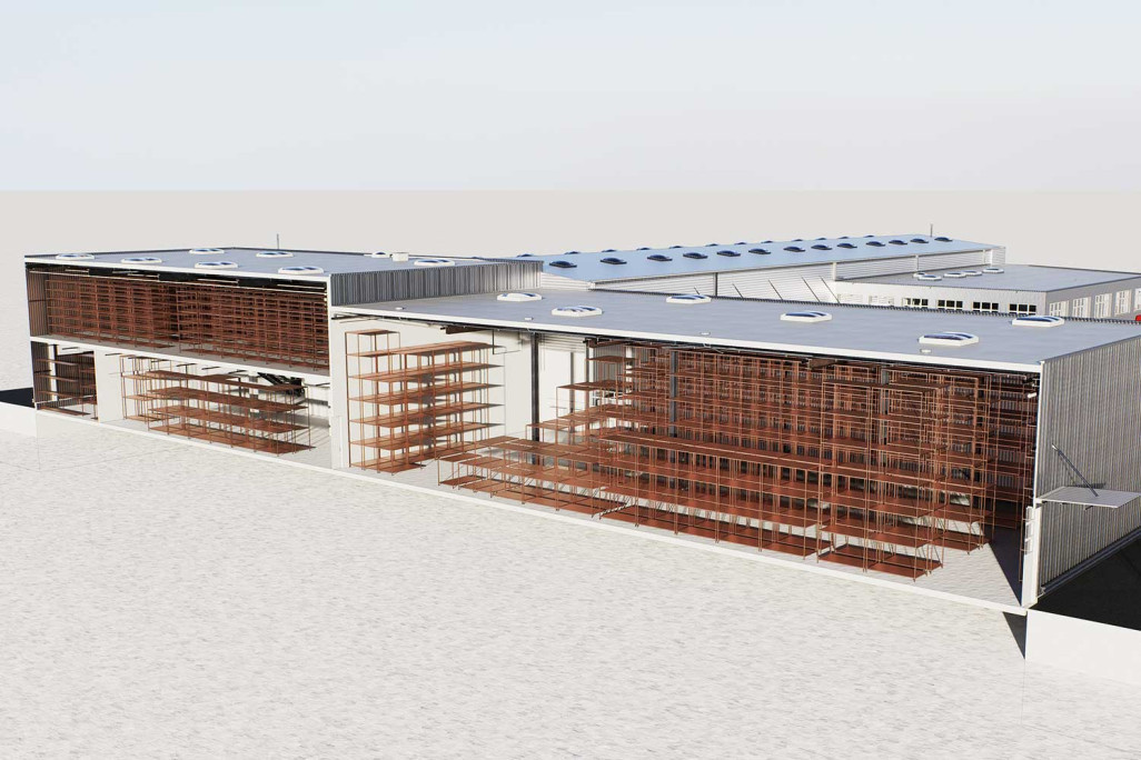 Bussigny VD, Lagerhalle Gebäudevermessung 3D-Schnitt, HMQ AG