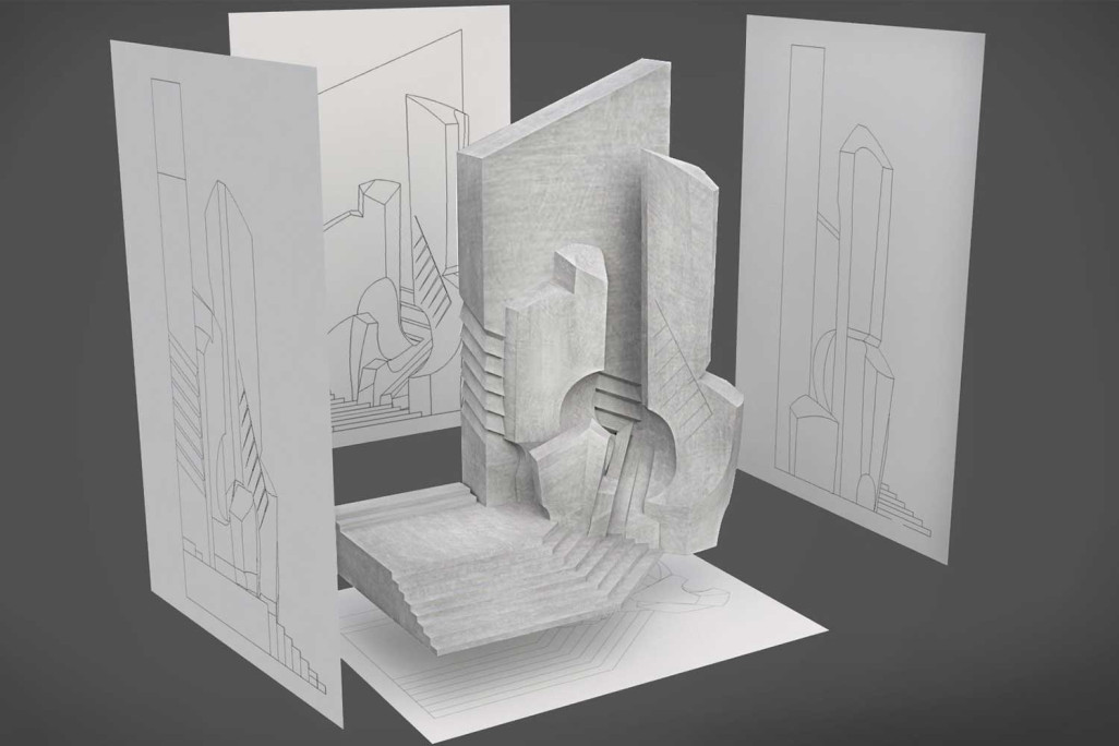 Zürich, Betonskulptur, 2D-Pläne aus 3D-Modell, HMQ AG