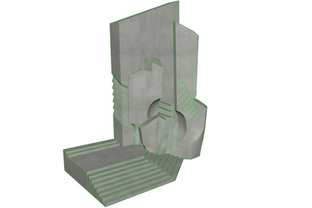 Zürich, Betonskulptur, 3D-Modell Grid, HMQ AG