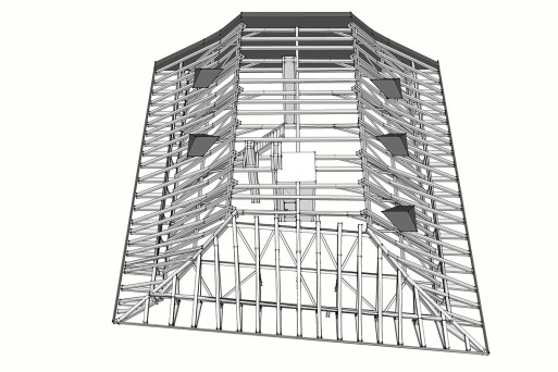 3D-Modell, Dachgeschoss Rohkonstruktion, HMQ AG