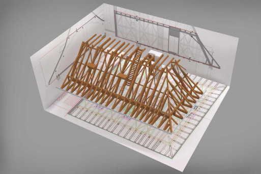 3D-Modell, Dachkonstruktion, HMQ AG