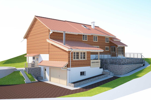 3D-Modell Bauernhaus mit Scheune, HMQ AG