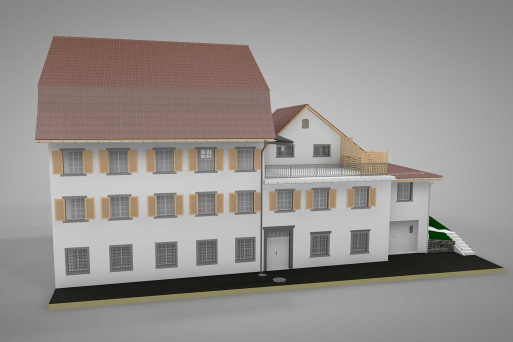 3D-CAD-Modell, Geschäftsgebäude,  HMQ AG
