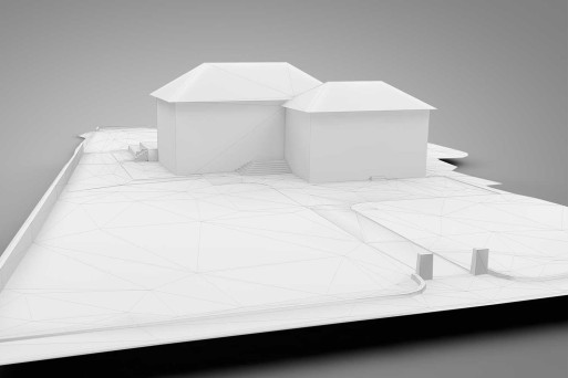 Volumenkörper in 3D Gebäude mit Gelände, ArchiCAD, HMQ AG