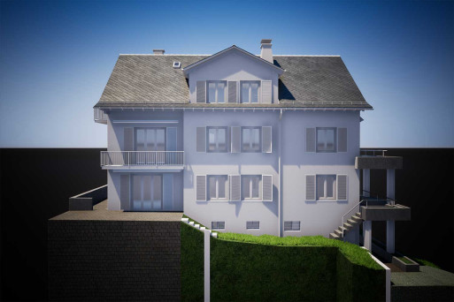 3D-Modell von einem Mehrfamilienhaus in Kilchberg, HMQ AG