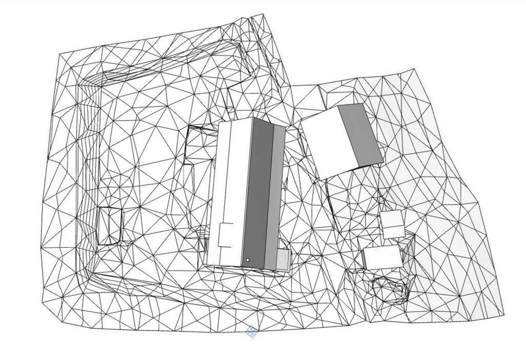 Dreiecksvermaschung Gelände mit Gebäude LOD 100, HMQ AG