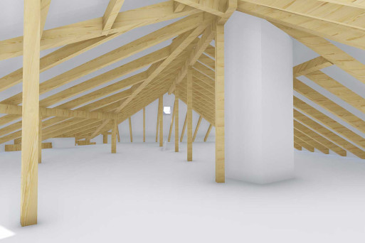 3D-CAD-Modell Dachstock Zweifamilienhaus, HMQ AG