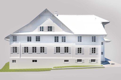 3D-CAD-Modell von einem schützenswerten Bauernhaus, HMQ AG