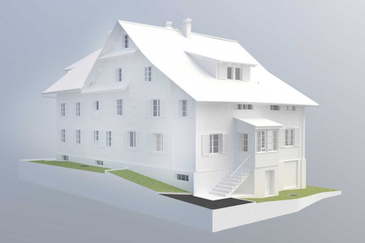 3D-Modell von einem schützenswerten Bauernhaus, HMQ AG