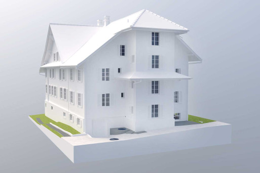 3D-Modell von einem schützenswerten Gebäude, HMQ AG