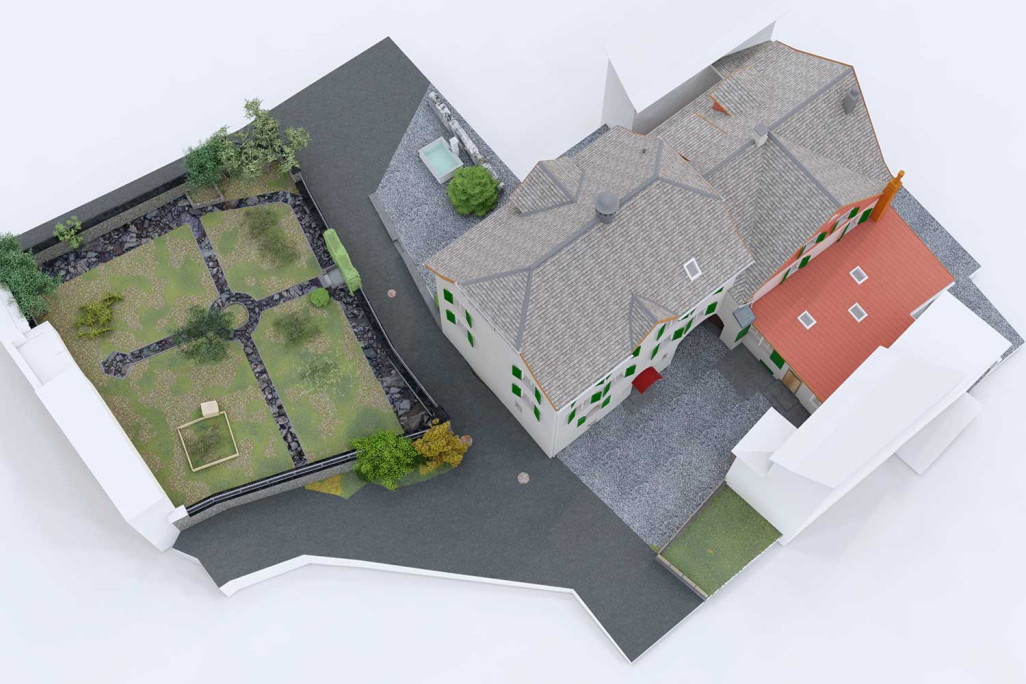 Azmoos SG, 3D-Modell Gebäude und Umgebung, HMQ AG