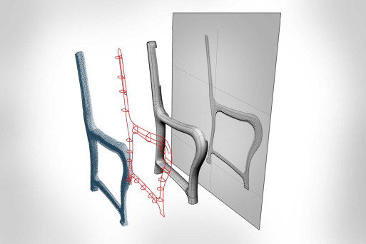 3D-Modellierung, Element mit Rückenlehne aus Punktwolke, HMQ AG
