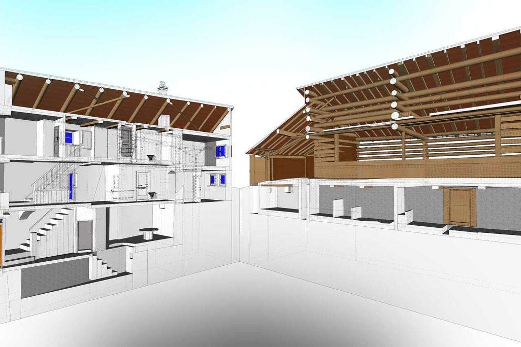 3D-Modellierung in ArchiCAD, Wohnhaus mit Stall in Graubünden, HMQ AG