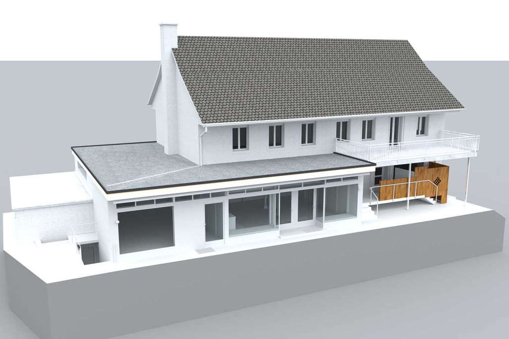 3D-Modell, Wohn- und Geschäftshaus, HMQ AG