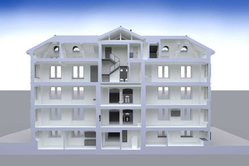 3D-CAD-Modell mit 3D-Gebäudeschnitt, HMQ AG