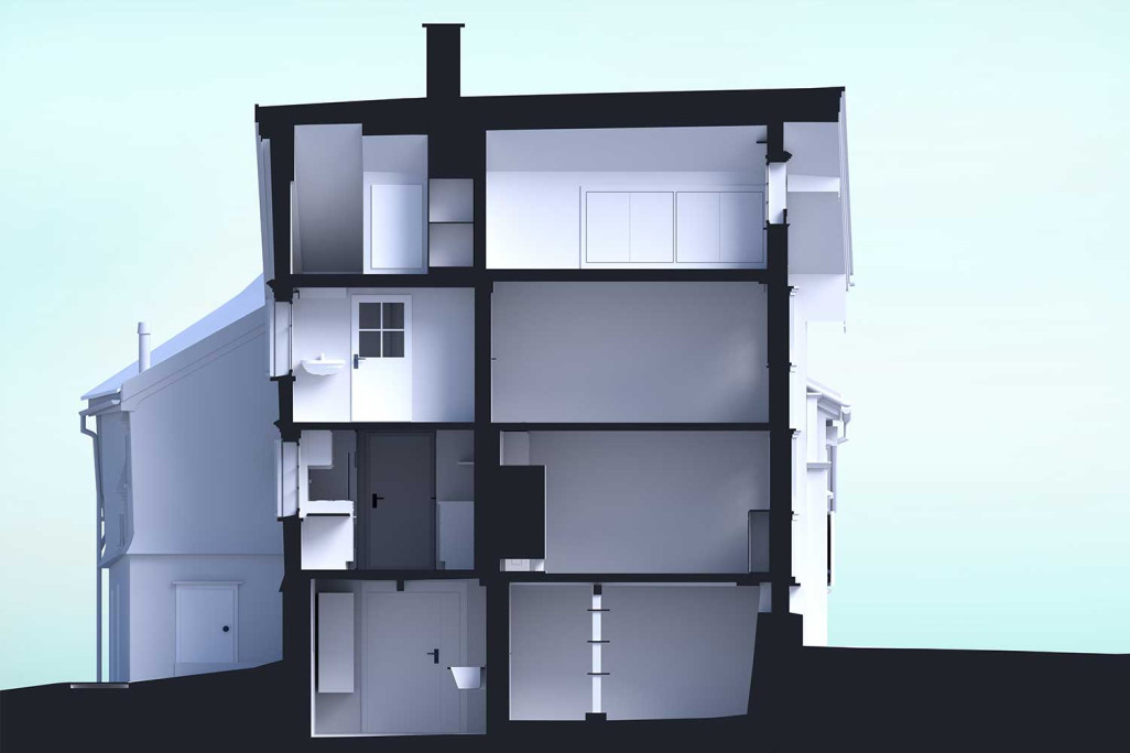Querschnitt aus 3D-Modell anhand Gebäudeaufnahme, HMQ AG