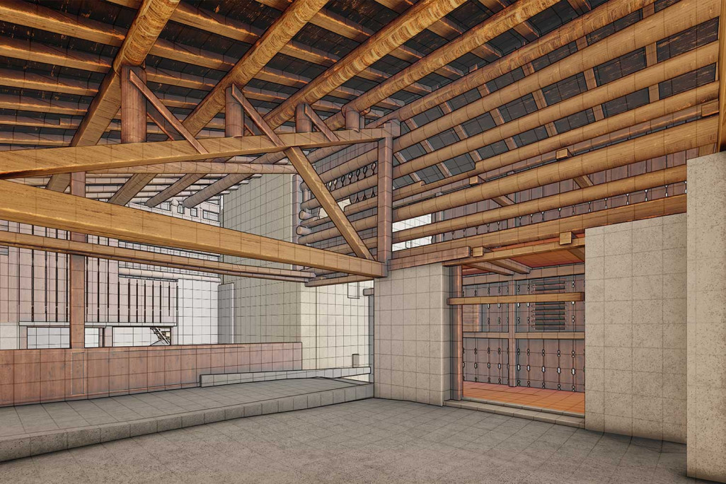 3D-CAD, Stall mit Dachkonstruktion, Gebäudeaufnahme, HMQ AG