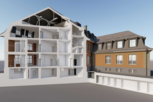 3D-Schnitt, Villa im Park in Windisch AG, HMQ AG