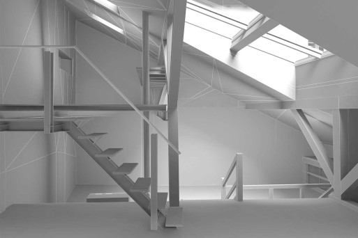 3D-CAD, Dachstock Gebäudeaufnahme in Basel, HMQ AG
