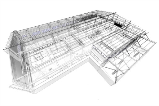 3D-Modell Industriehalle mit Stahlkonstruktion, HMQ AG