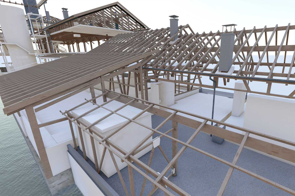 Werkstattgebäude, 3D-Modeling Dachkonstruktion, HMQ AG