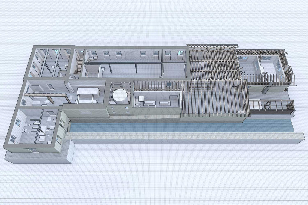 Werkstattgebäude, 3D-Modell Grundriss, HMQ AG