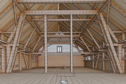 Holziken AG, Aaargau, Hofstall 3D-CAD Dachkonstruktion, HMQ AG