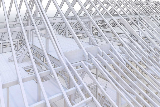 3D-Dachkonstruktion aus 3D-Modellierung, HMQ AG